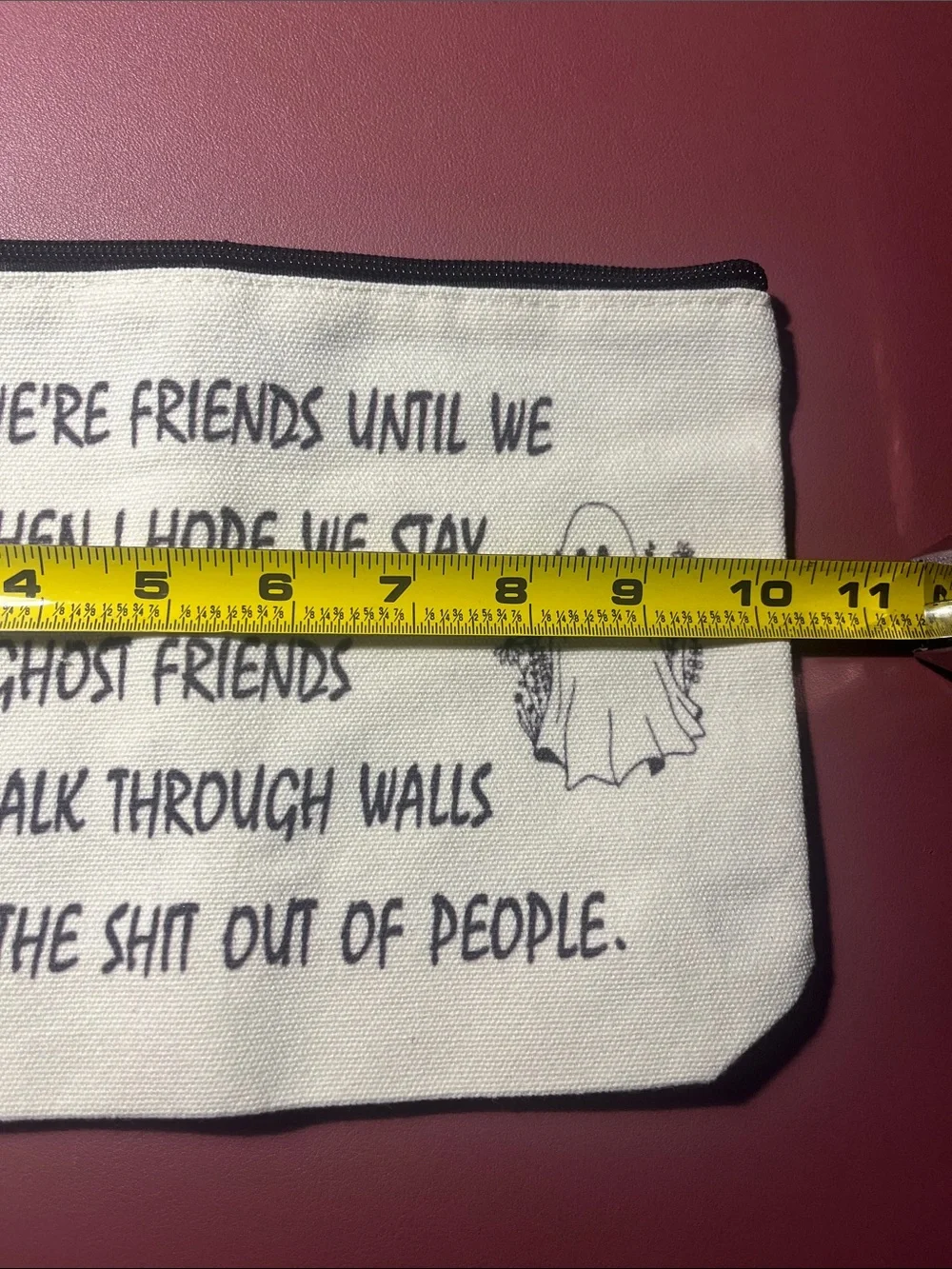 Canvas Ghost Friends Zipper Pouch - Cream NWOT